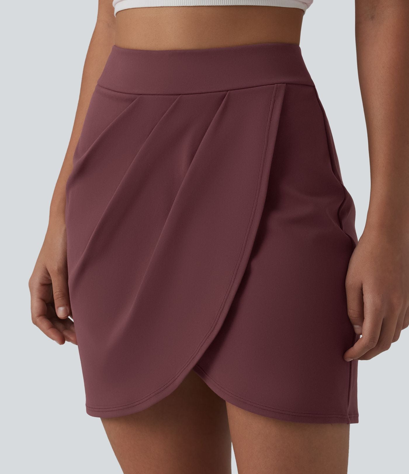 DayStretch Jupe mini casual 2-en-1 bodycon plissée croisée taille haute