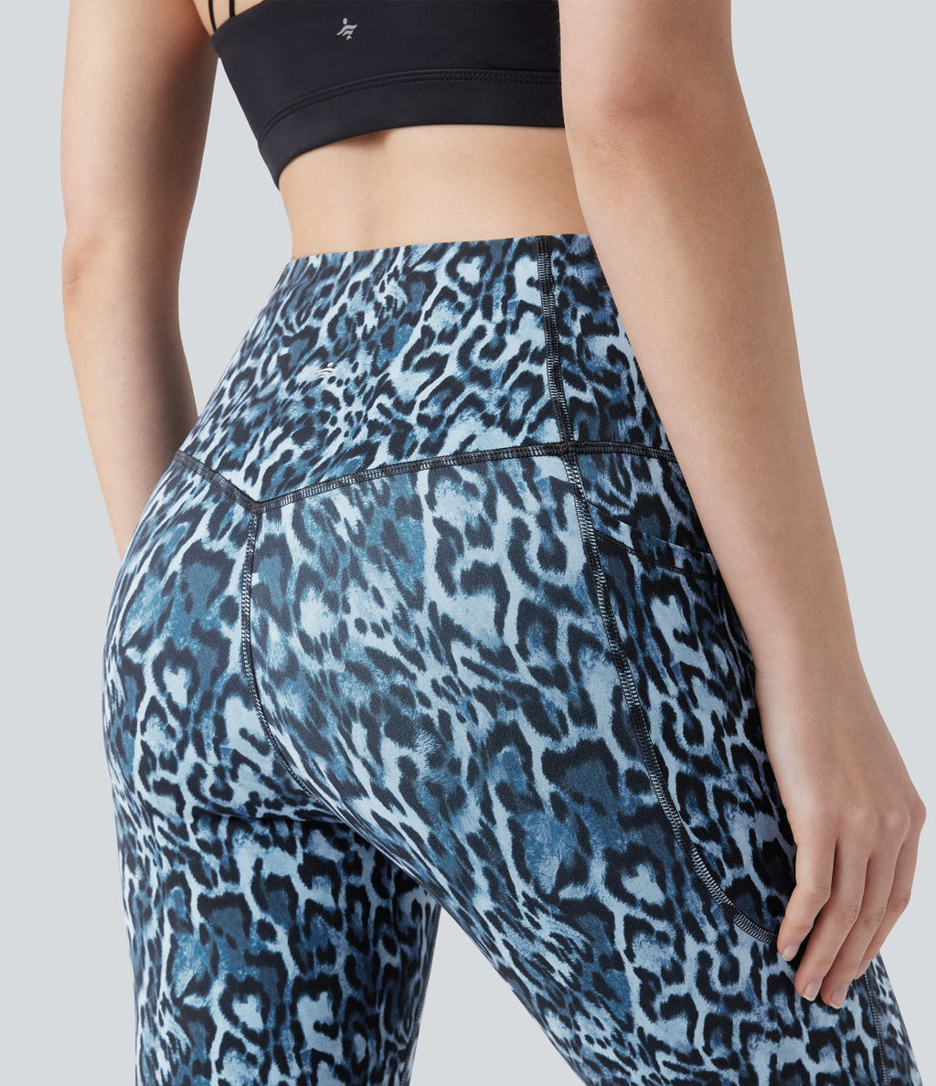 Legging de yoga gainant taille haute imprimé léopard avec poches Halara UltraSculpt™