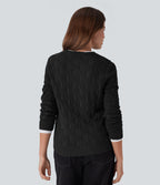 Pull décontracté col rond manches longues