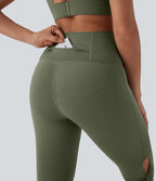 Leggings corsaire de yoga à taille haute, découpes, détails torsadés, séchage rapide et poche