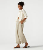 Pantalon casual barrel longueur 7/8 taille mi-haute à bordure ajourée avec poches