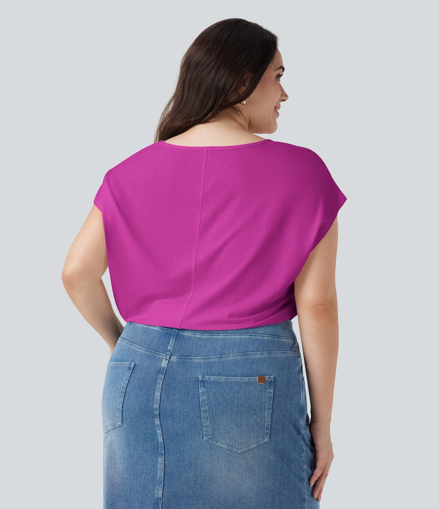 T-shirt décontracté grande taille col V manches courtes
