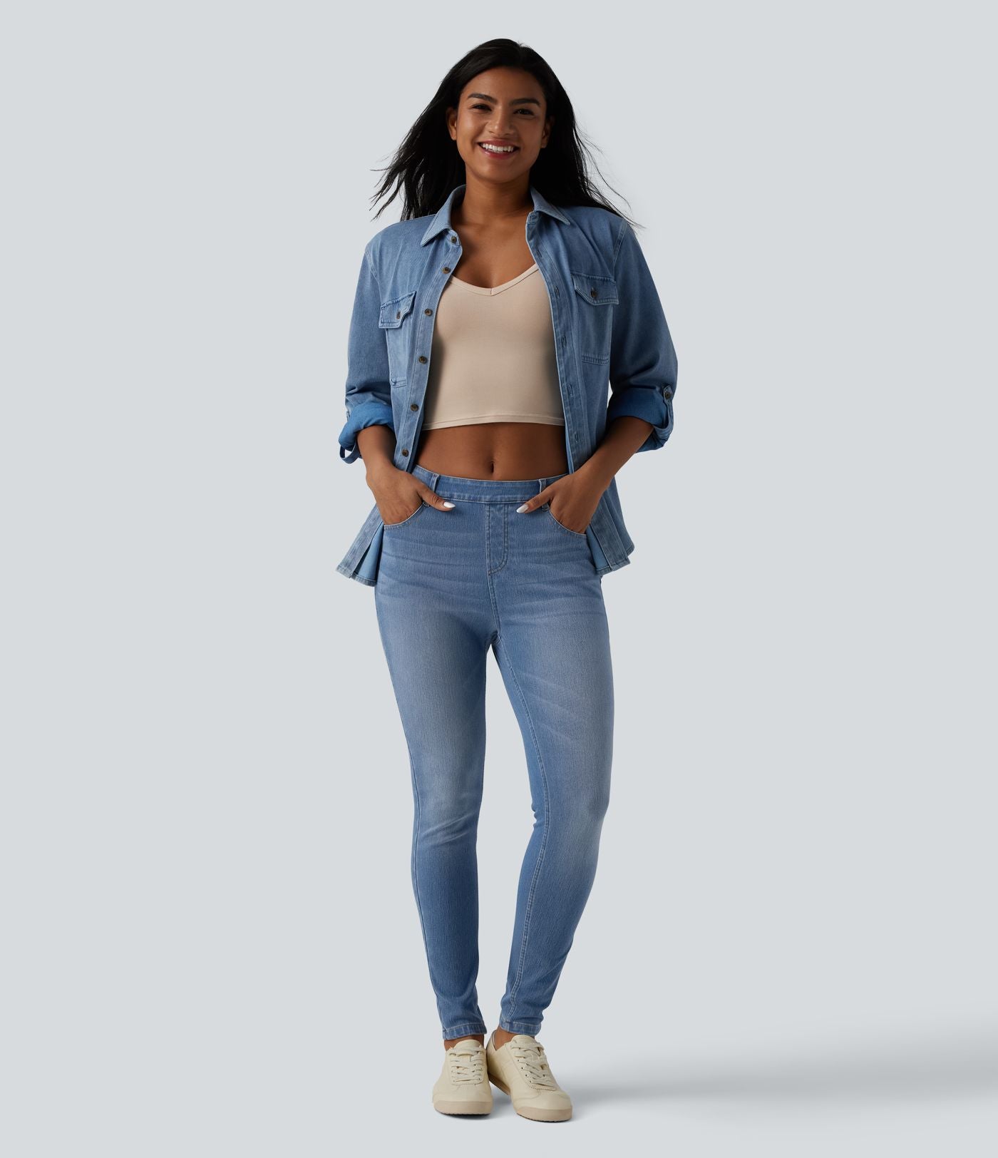 Jean skinny 7/8 casual Halara Flex™ Curvy taille mi-haute avec poches