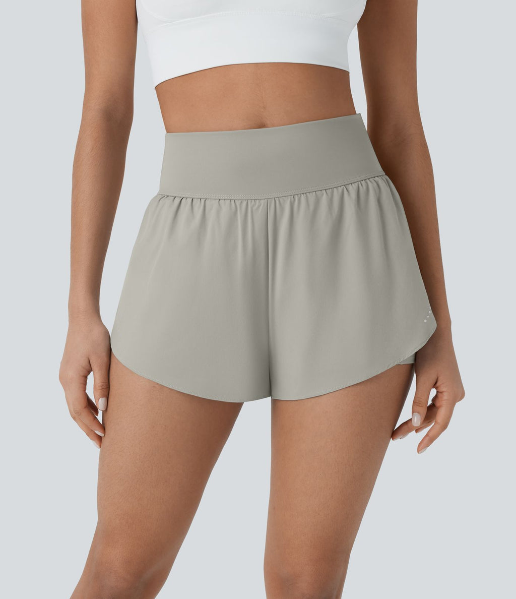 Softlyzero™ QuickDry Short de course à pied 2-en-1 taille haute à ourlet croisé avec pois réfléchissants et poches latérales