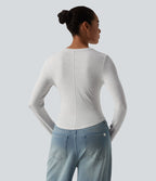 T-shirt décontracté col rond manches longues