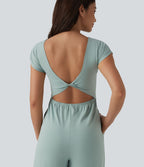 Combinaison casual dos ouvert torsadé avec soutien-gorge intégré et poches – Easy Peasy