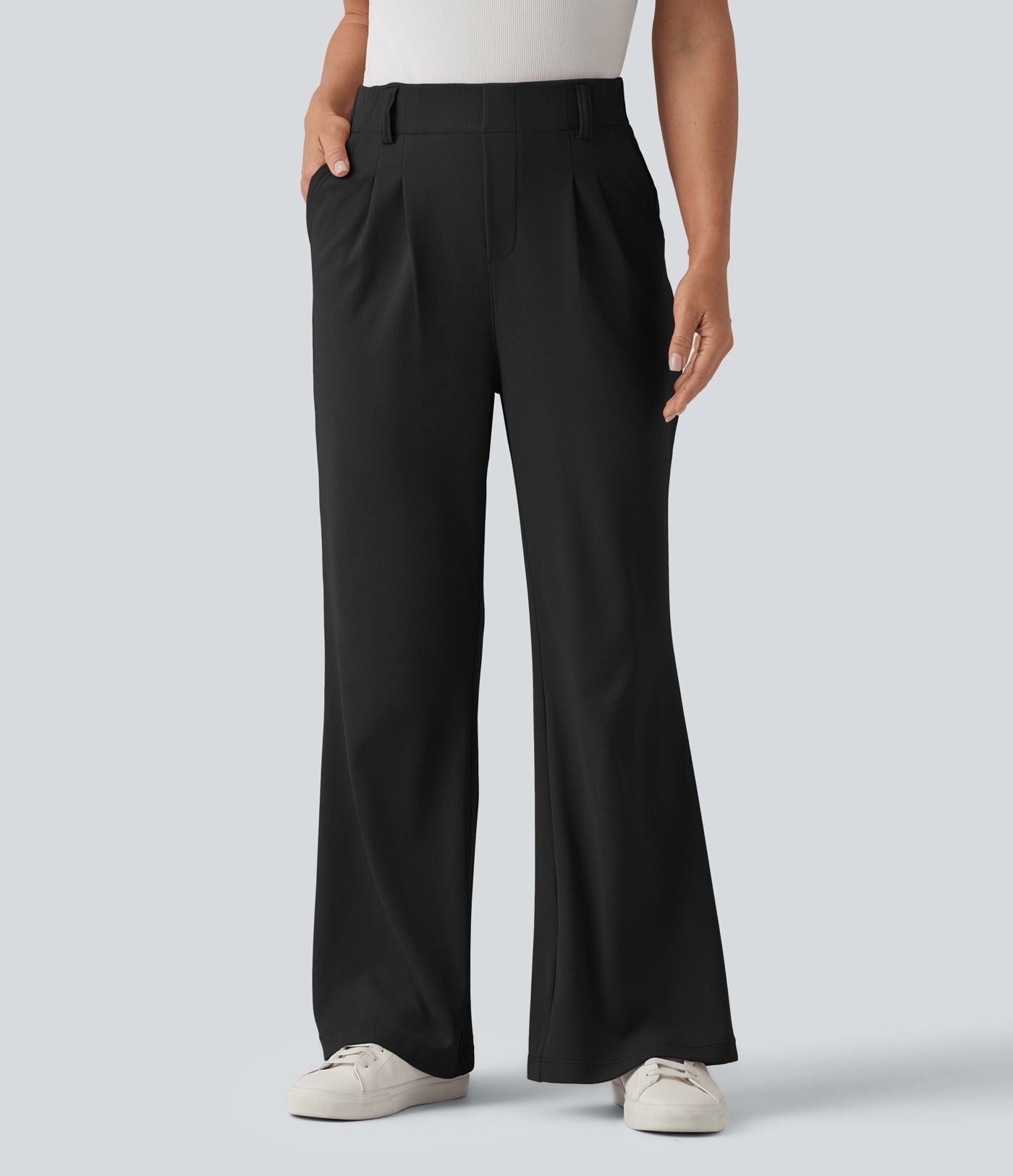 Halara Flex™ Pantalon tailleur évasé gaufré taille haute avec poches