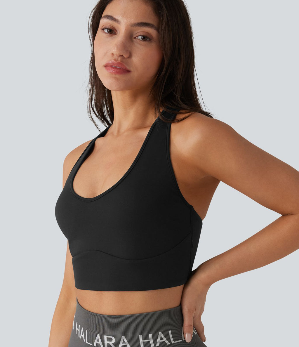 Brassière de sport yoga SoftlyZero™ Plush maintien léger dos nageur col U avec soutien-gorge intégré et poche
