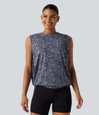 Débardeur de sport col rond imprimé léopard