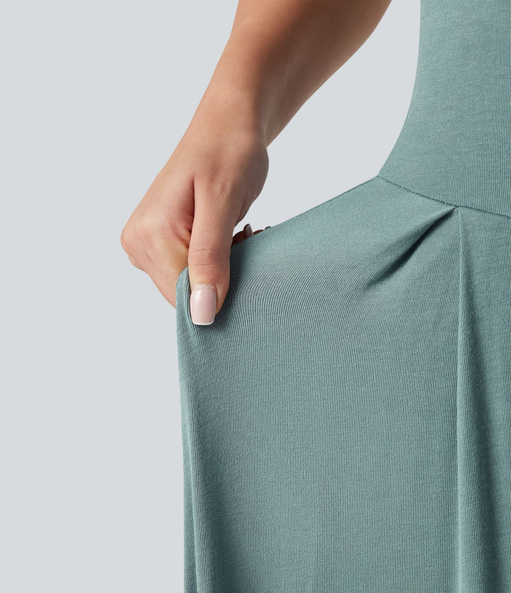 Robe midi casual fluide côtelée gainante à épaules dénudées