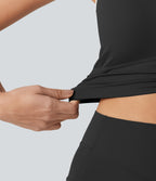 Halara UltraSculpt™ Débardeur de yoga col U dos nageur color block avec soutien-gorge intégré et poche