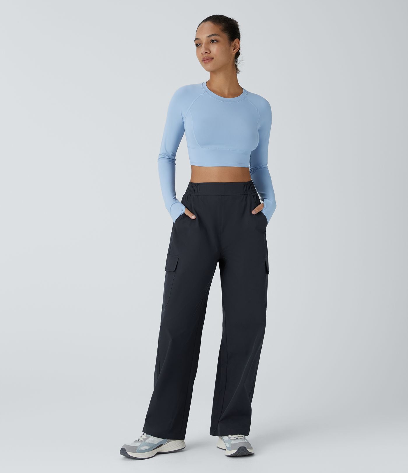 Pantalon cargo de camping déperlant et résistant à l’usure, taille haute, avec poches