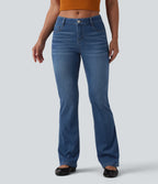Halara Flex™ Jean bootcut casual taille basse en lyocell drapé, avec poches