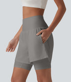 Short de yoga SoftlyZero™ Airy 2-en-1 taille ultra-haute effet frais InstantCool 17,5 cm avec poches