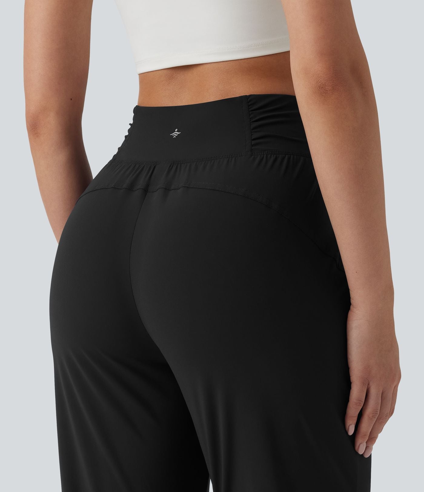 Jogging de danse fuselé 7/8 froncé séchage rapide effet frais InstantCool taille haute avec cordon de serrage et poches, protection solaire UPF40+