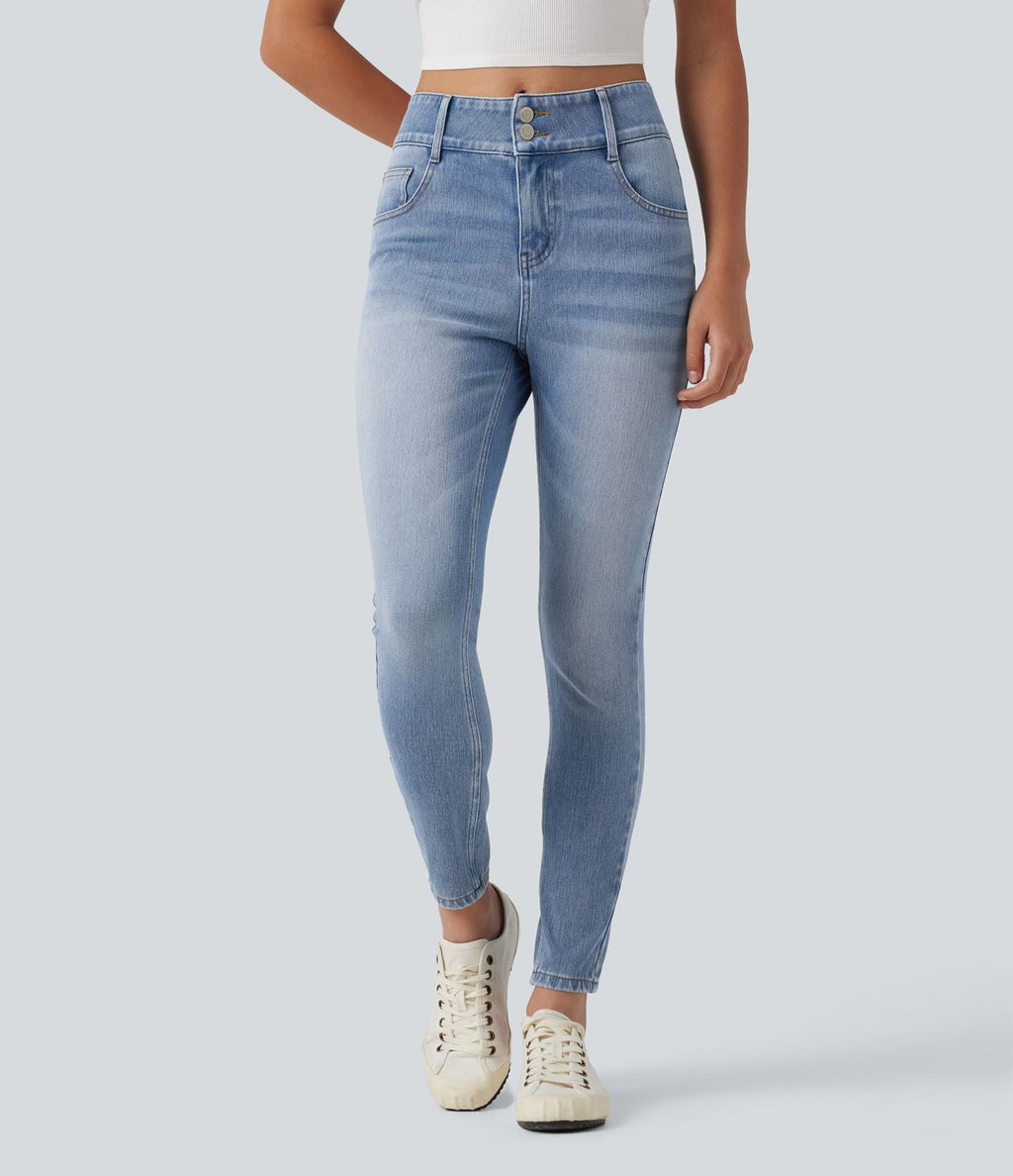Jean skinny Halara Flex™ taille mi-haute délavé avec poches