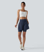 Short de yoga SoftlyZero™ Airy 2-en-1 taille ultra-haute effet frais InstantCool 17,5 cm avec poches