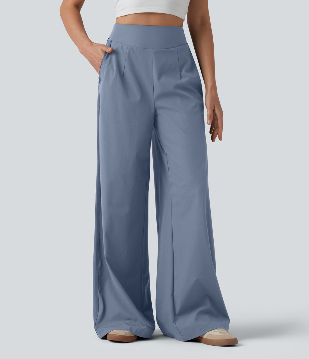 Pantalon large taille haute avec poches