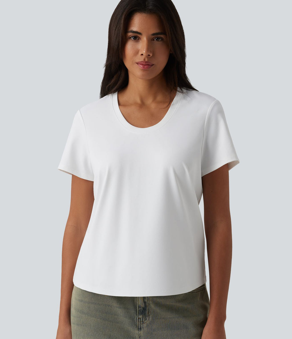 T-shirt décontracté col U manches courtes