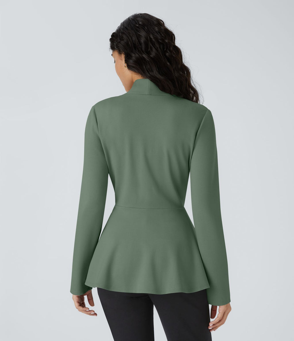 Veste péplum de travail col en V avec un bouton