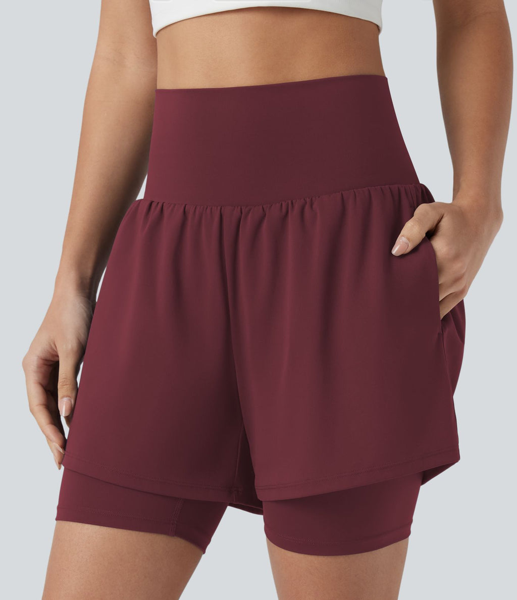 Short de yoga SoftlyZero™ Airy 2-en-1 taille ultra-haute effet frais InstantCool 17,5 cm avec poches