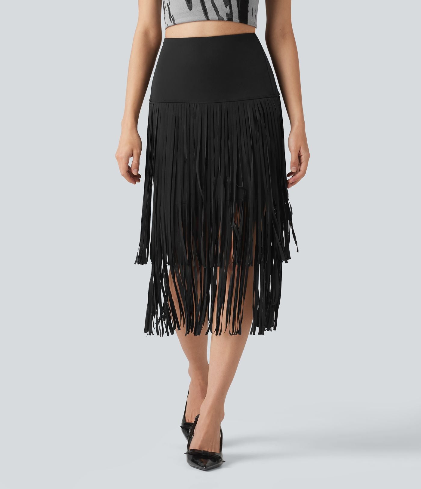 Jupe midi à franges taille haute Halara UltraSculpt™ Cool séchage rapide