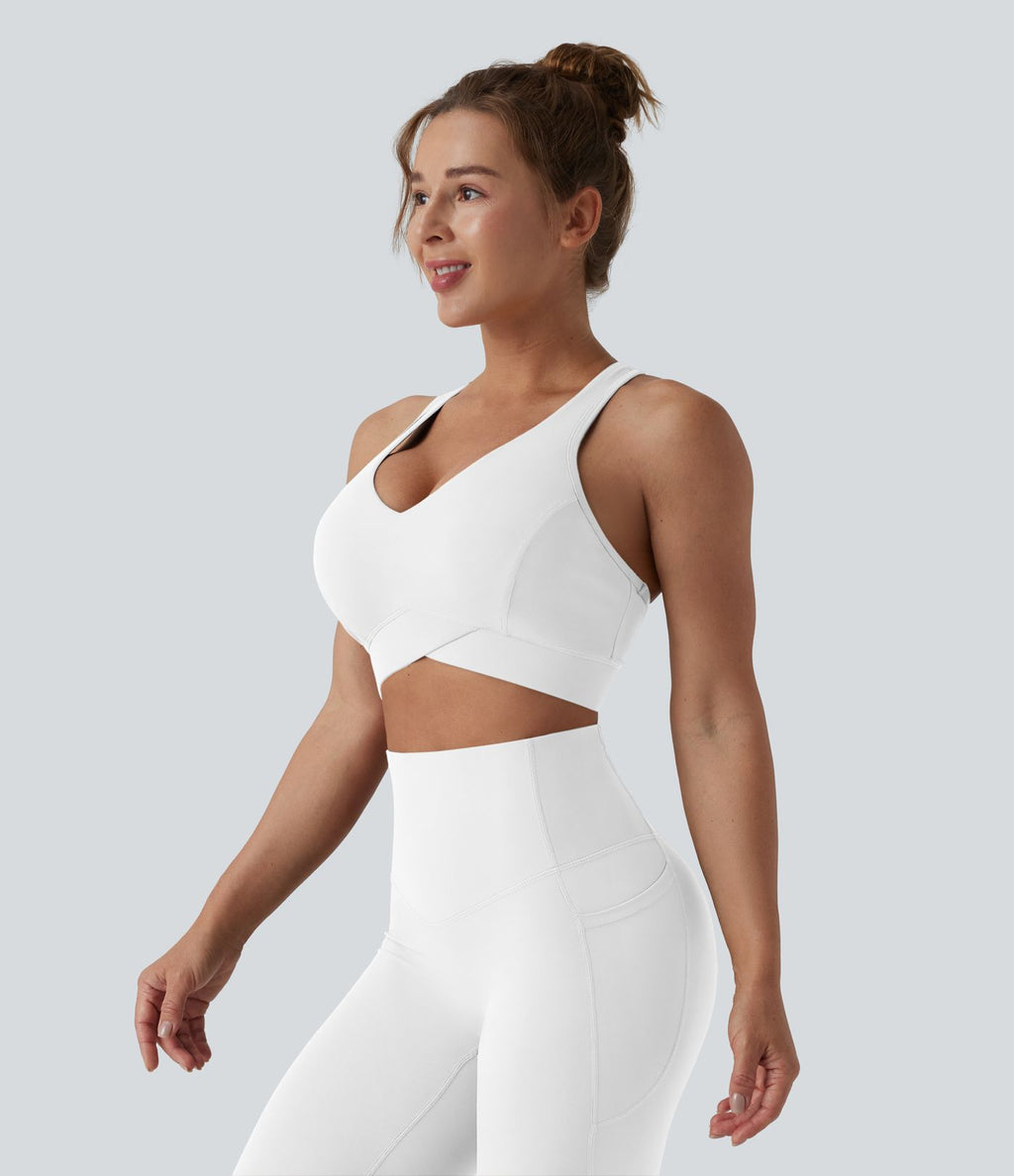 Brassière de sport running Halara UltraSculpt™ maintien léger col V dos nageur bonnets E-G
