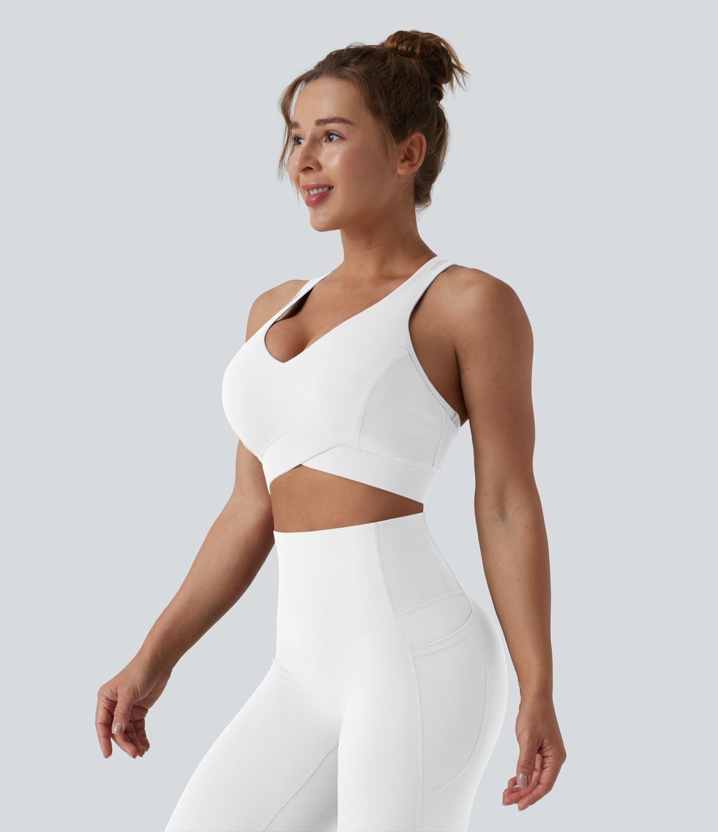 Brassière de sport running Halara UltraSculpt™ maintien léger col V dos nageur bonnets E-G