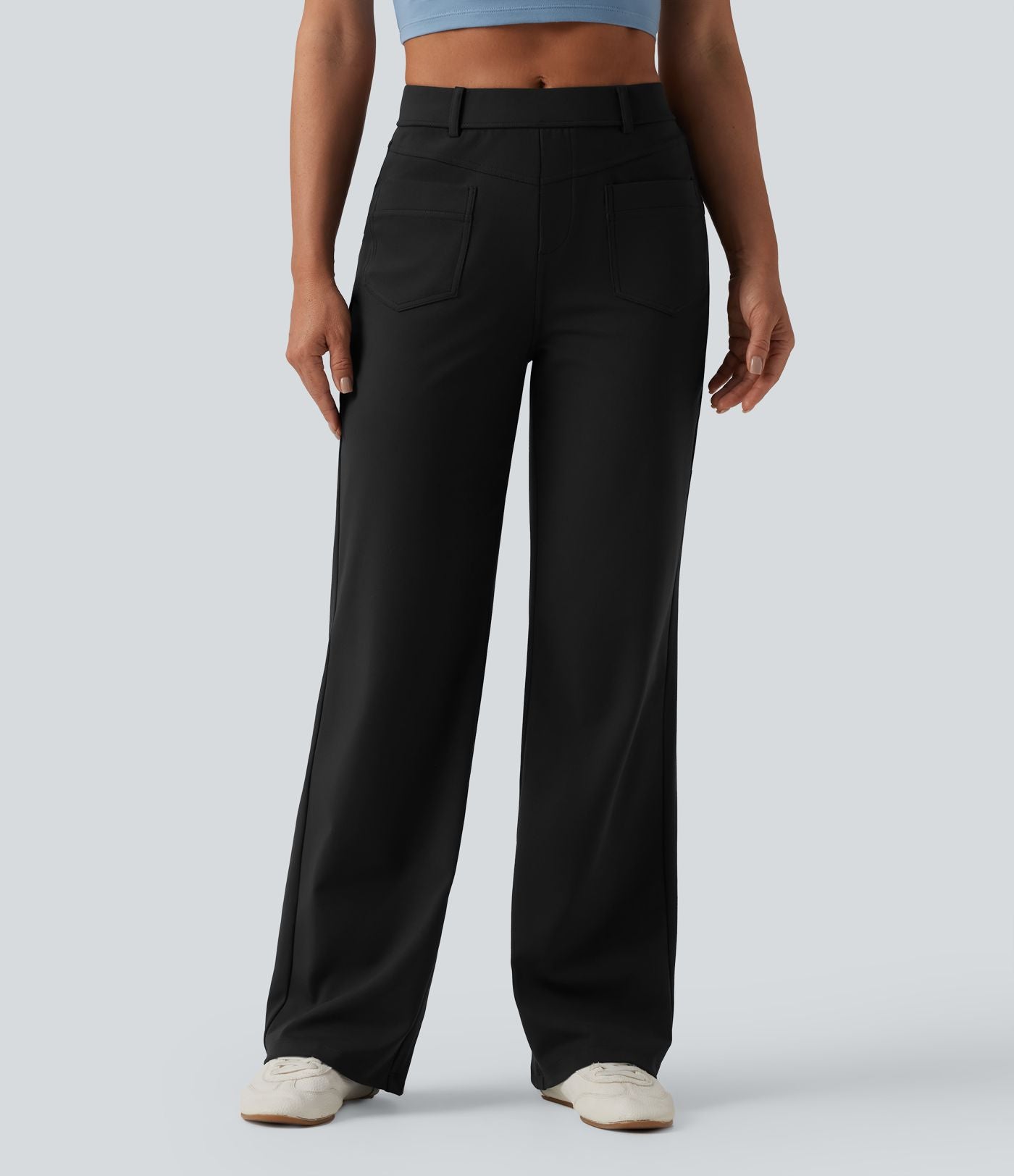 Pantalon décontracté DayStretch taille mi-haute coupe droite avec poches