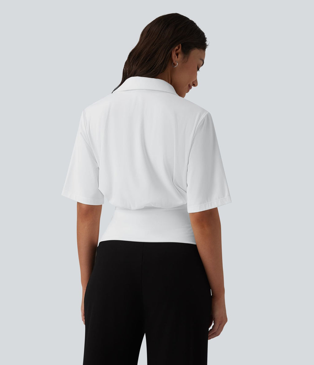 Haut SoftlyZero™ à revers pour le bureau, manches courtes, taille cintrée, protection solaire UPF50+