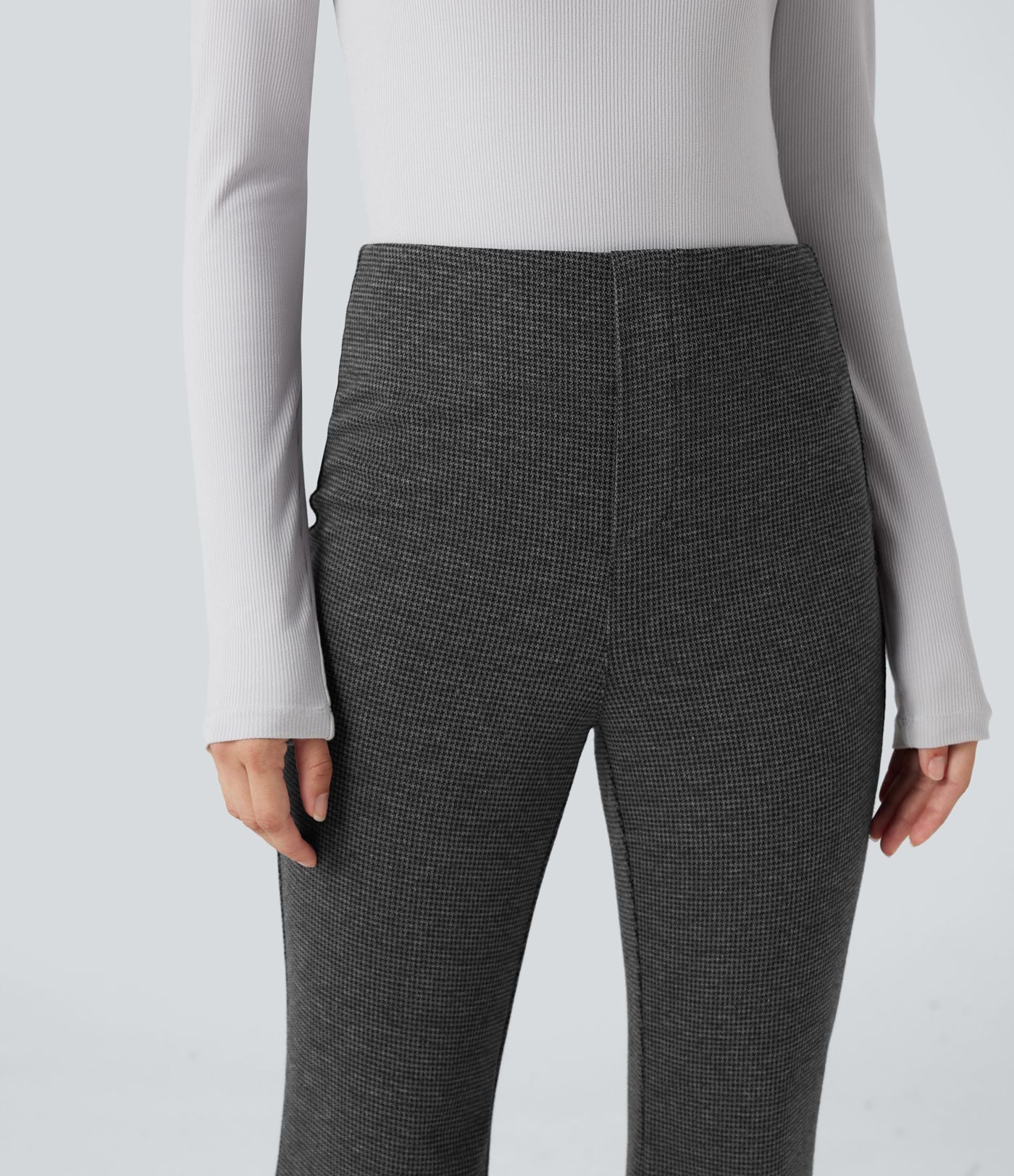 Halara Flex™ Pantalon tailleur évasé pied-de-poule taille haute avec poches