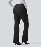 Pantalon tailleur évasé taille haute avec poches