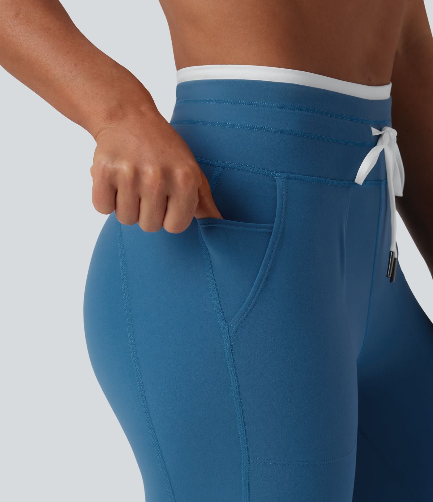 Legging de yoga corsaire Halara UltraSculpt™ color block taille haute gainant avec cordon de serrage avec poches
