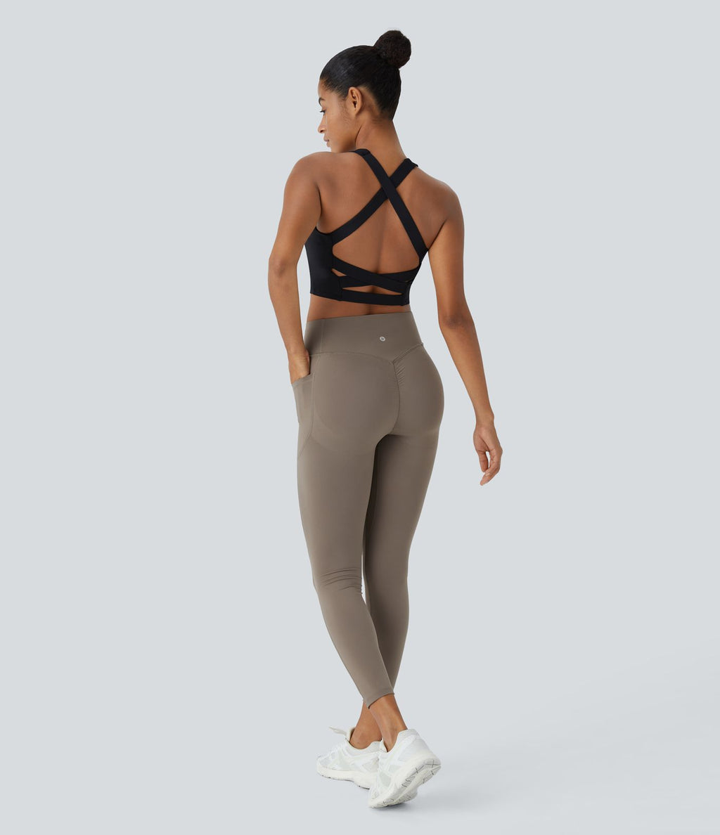 Legging d'entraînement gainant galbant taille haute avec effet scrunch et poches Halara UltraSculpt™