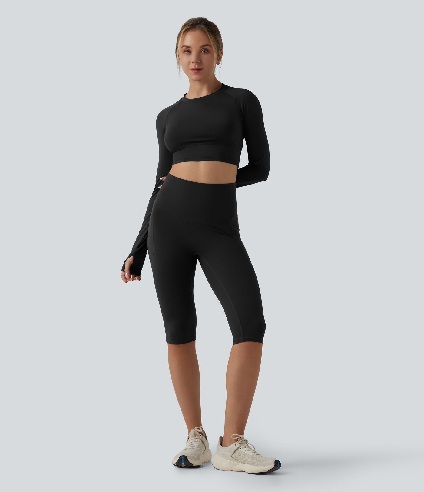 Halara Ultrasculpt™ Legging de running corsaire gainant taille haute dos croisé avec poches