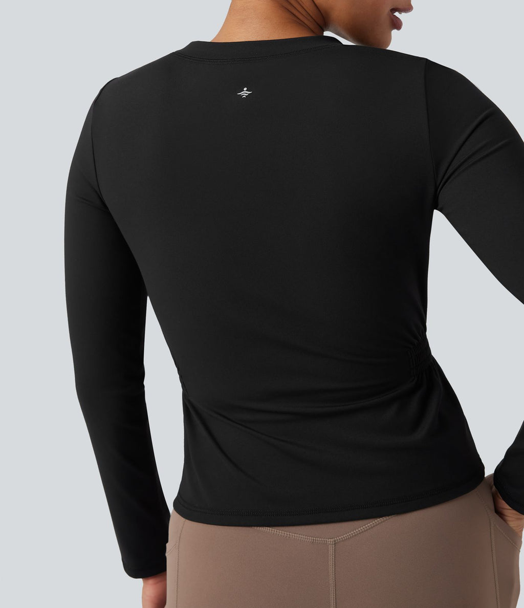 Haut de sport yoga SoftlyZero™ Plush manches longues froncé
