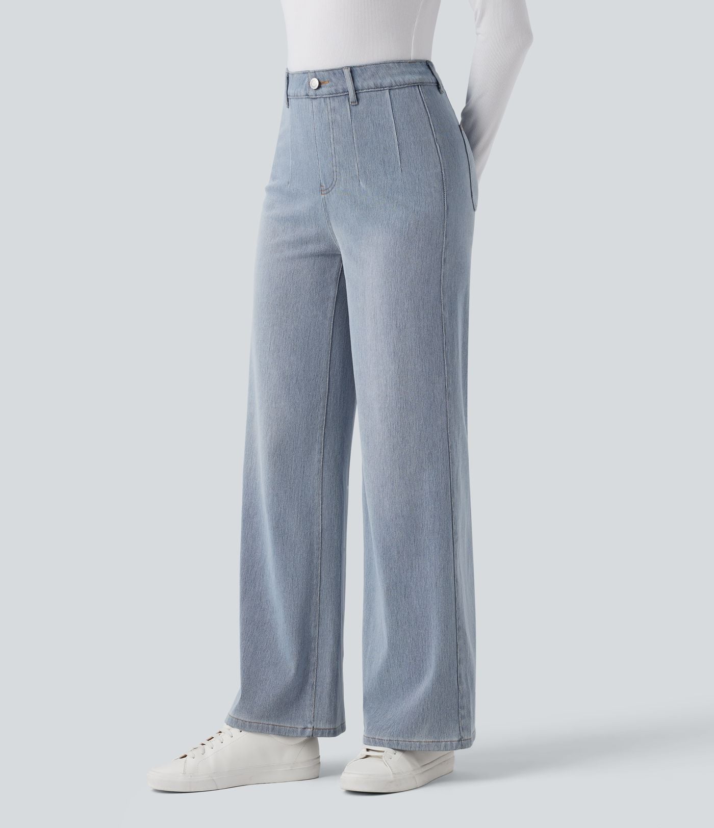 Halara Flex™ Jean large décontracté taille haute gainant avec poches