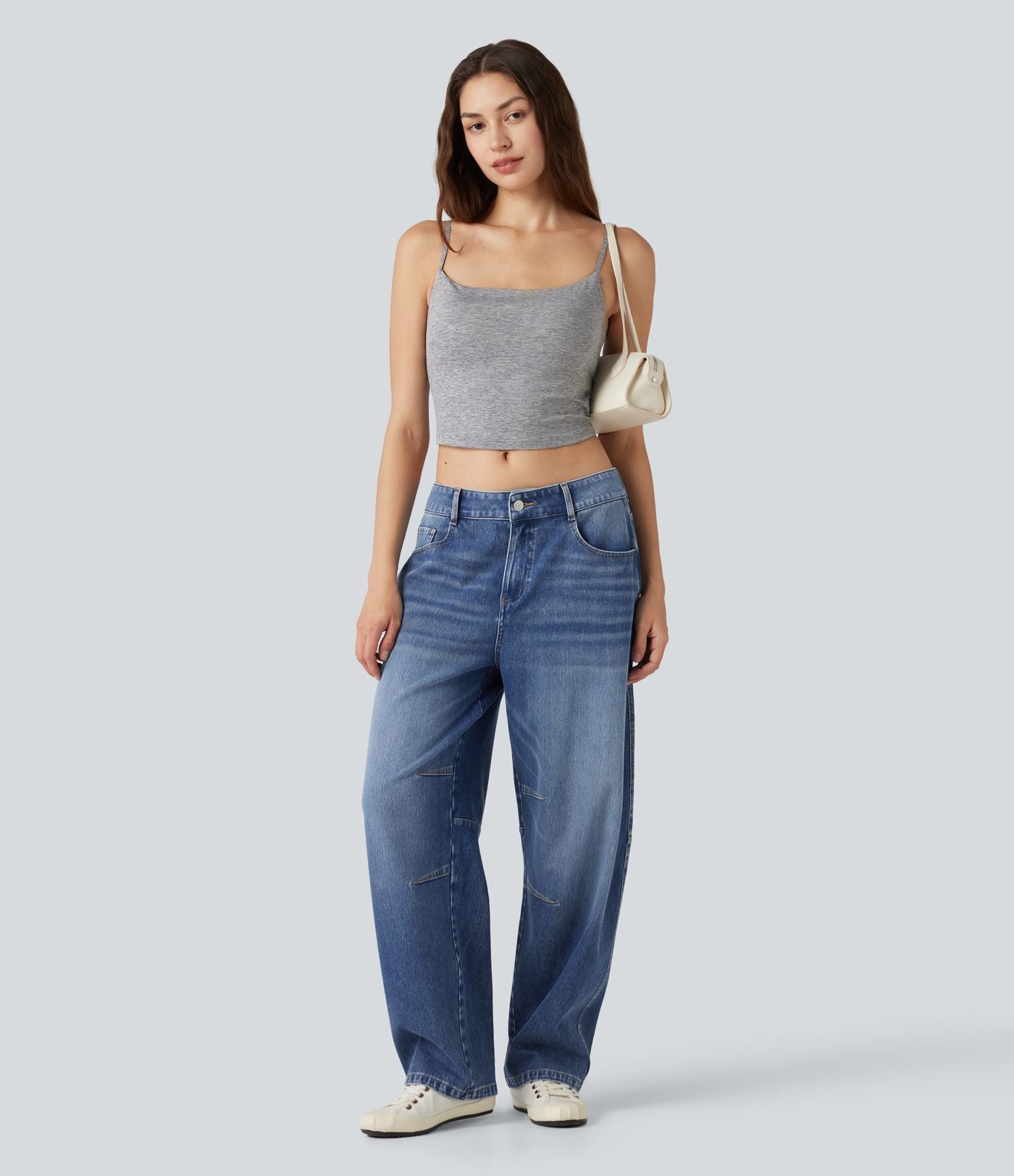 Halara Flex™ Jean barrel casual taille basse avec poches