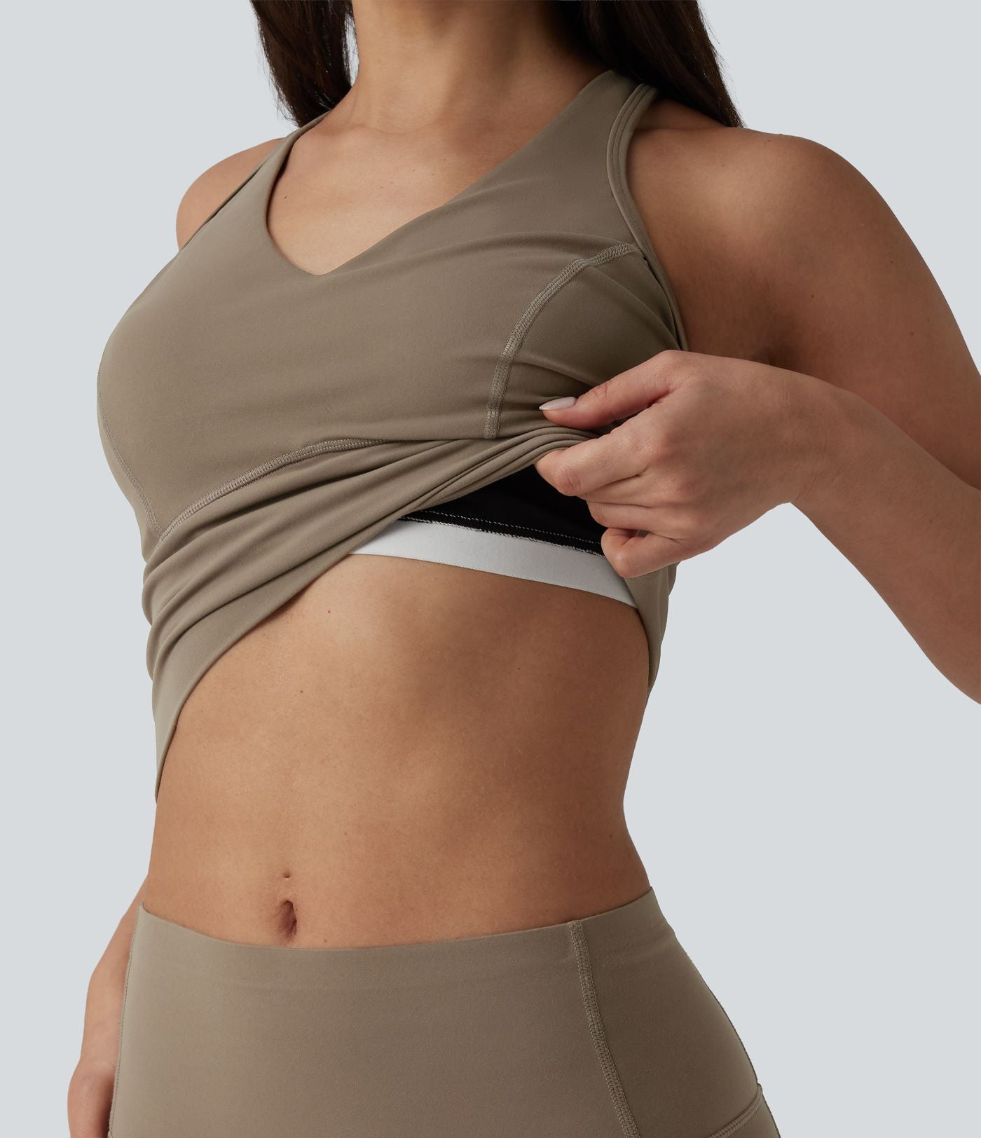 Débardeur d'entraînement court Halara UltraSculpt™ col V dos nageur maintien moyen