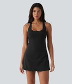 Robe sport SoftlyZero™ en peluche ultra-douce, dos nageur, col U, sans manches, soutien-gorge intégré et poches - Édition Easy Peasy
