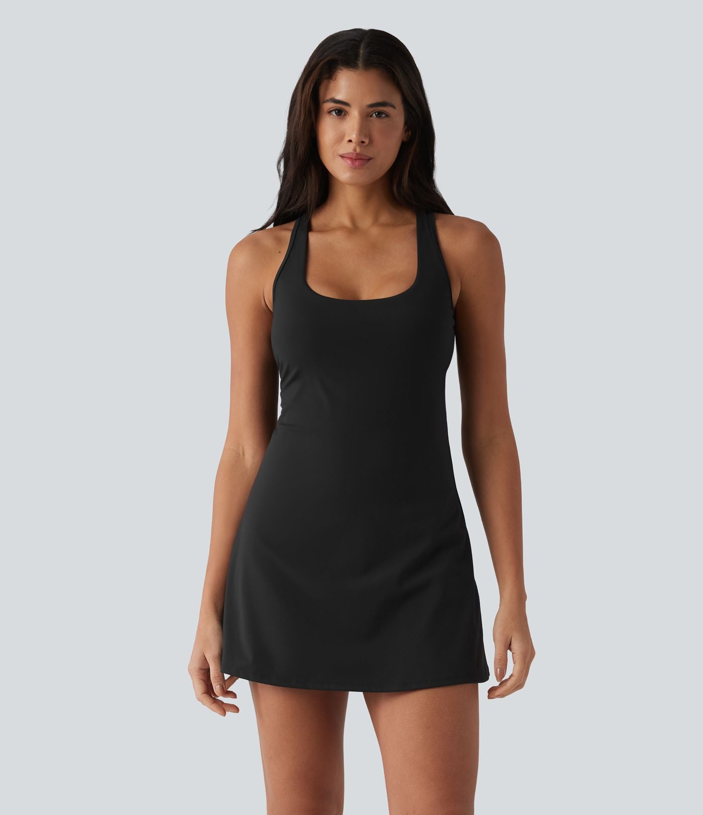 Robe sport SoftlyZero™ en peluche ultra-douce, dos nageur, col U, sans manches, soutien-gorge intégré et poches - Édition Easy Peasy