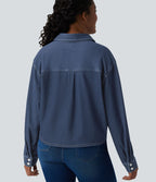 Halara Flex™ Chemise en denim col classique manches longues avec poche