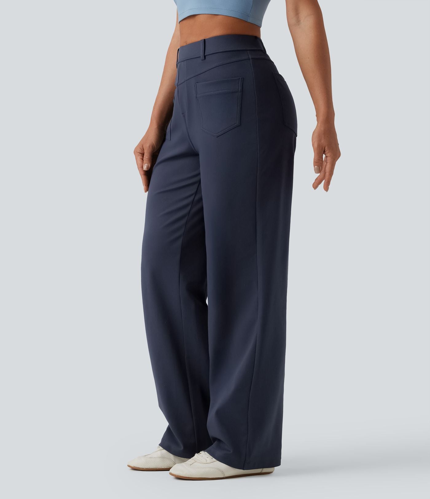 Pantalon décontracté DayStretch taille mi-haute coupe droite avec poches