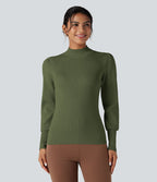 Pull col montant manches bouffantes longues