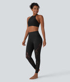 Legging de yoga 7/8 Softlyzero™ taille haute avec dentelle contrastée et poches latérales-UPF50+