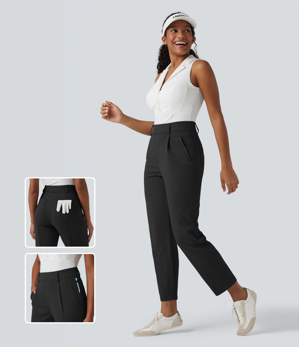 Pantalon de golf à séchage rapide, taille haute, avec poches et poche tee, UPF40+