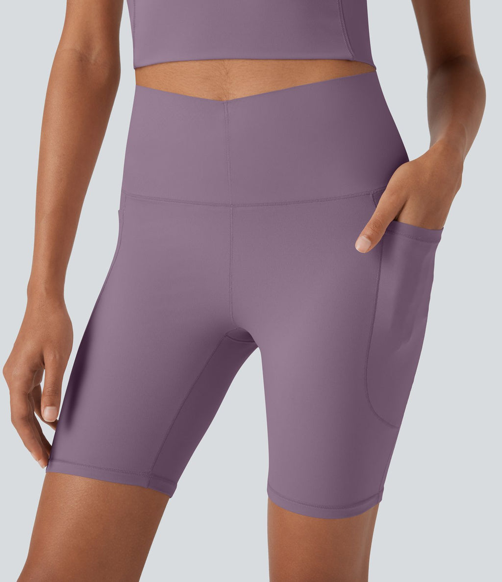 Short cycliste 7,5 cm d'entraînement gainant galbant taille haute avec effet scrunch et poches Halara UltraSculpt™
