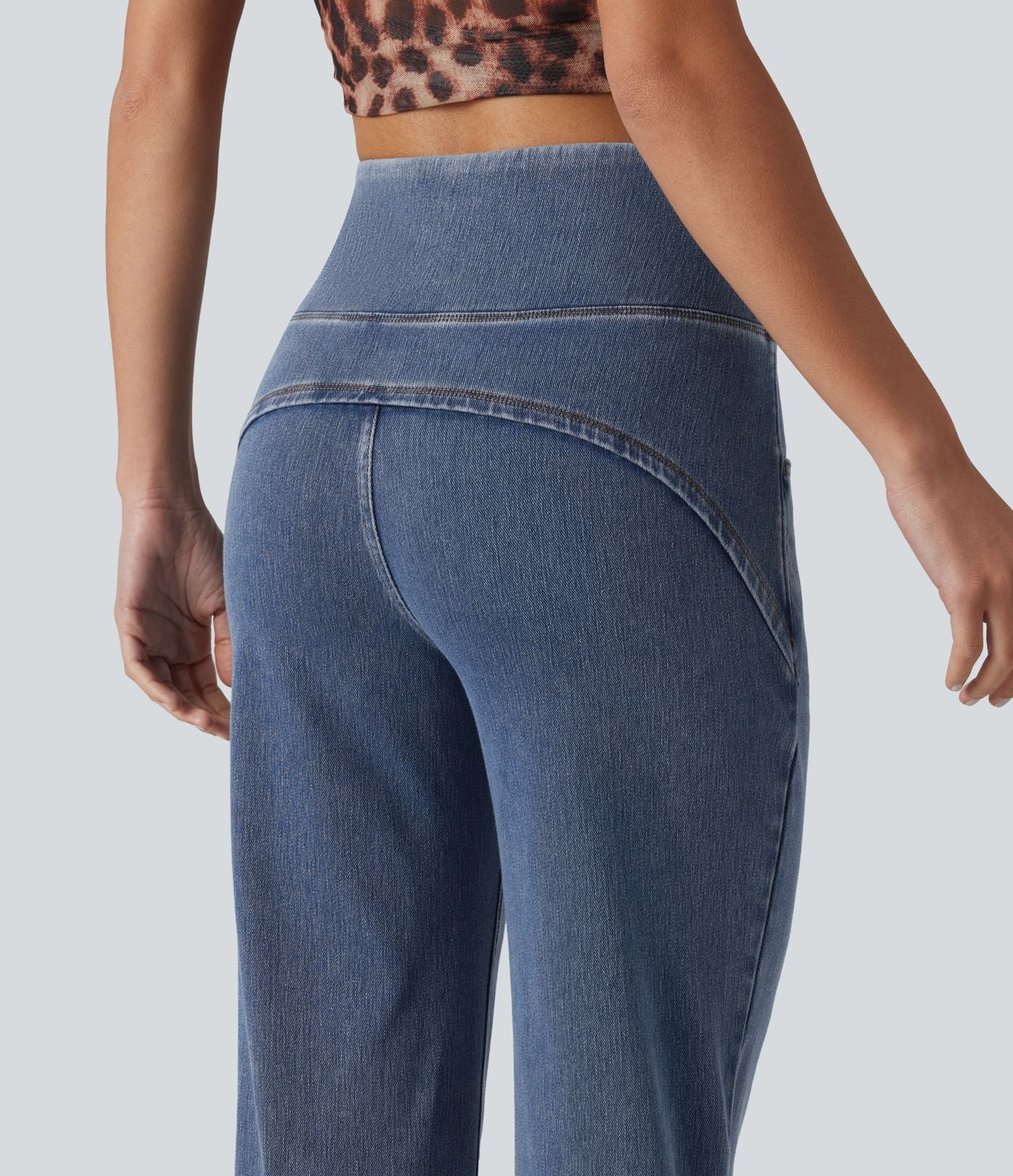 Jean skinny décontracté 7/8 Halara Flex™ taille haute, effet ventre plat, ourlet arrondi et poches