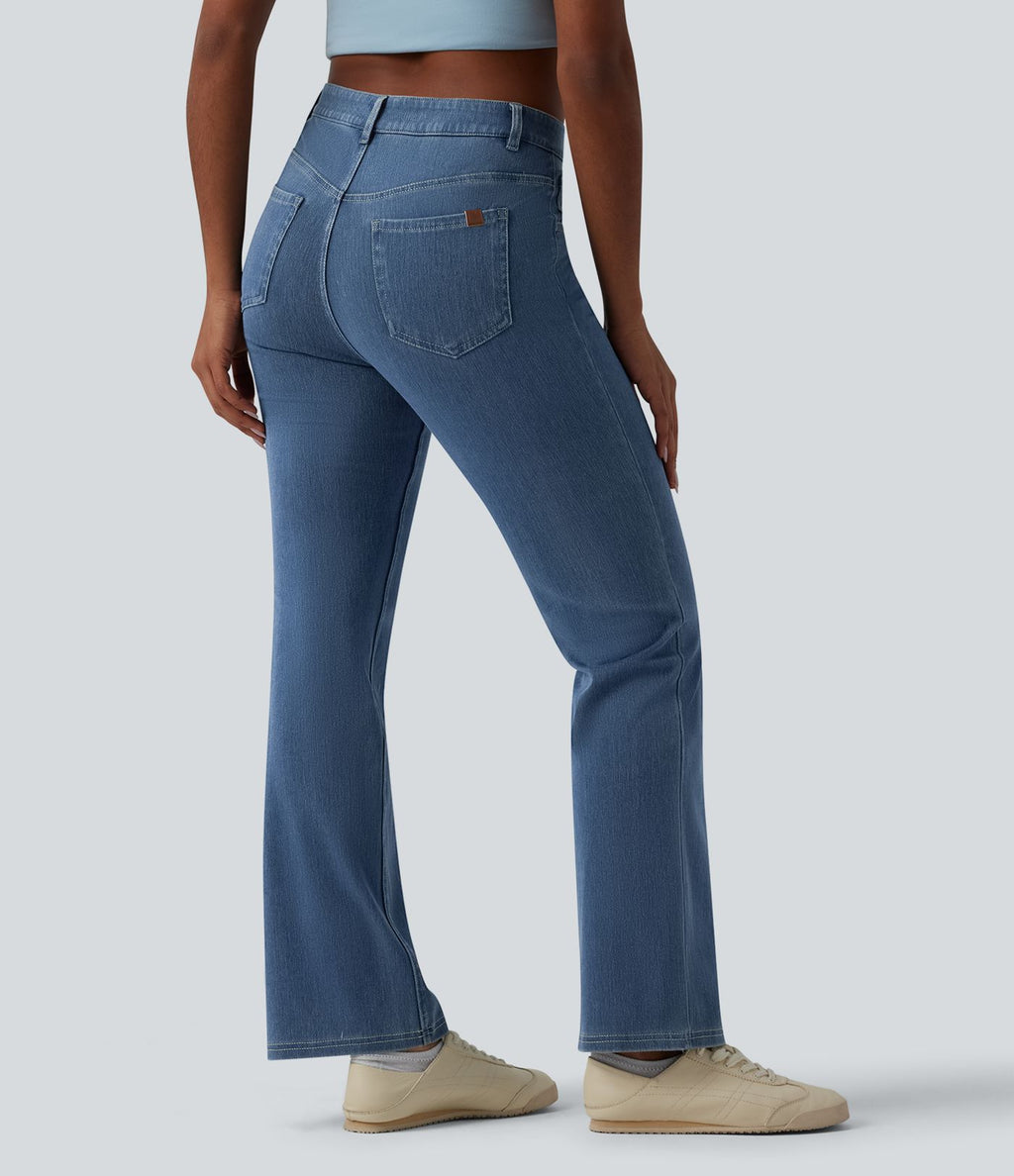 Halara Flex™ Jean Évasé Casual Taille Mi-haute Tricot Extensible Boutonnés Poches