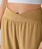 Breezeful™ Pantalon Fluide Vacances Séchage Rapide Taille Haute Croisée Poches Latérales Plissées Fente